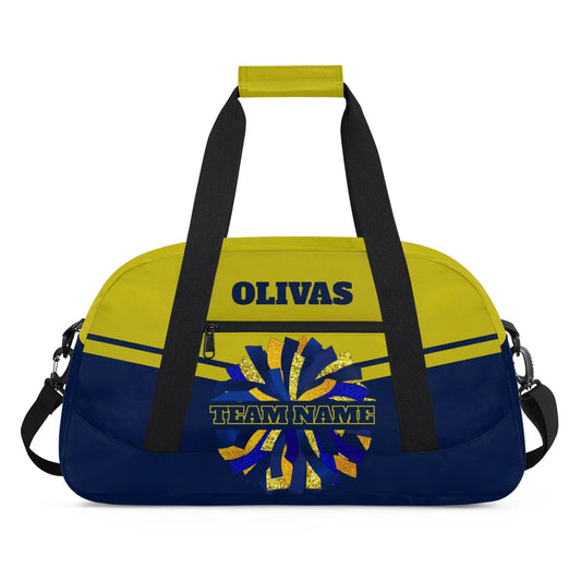 Personalized Cheerleader Bag Dance Bag for Girl, Custom Team Bag Gym Bag Sport Duffel Bag, Weekender Bags Travel Bag for Cheer Team Blue Gold Glam