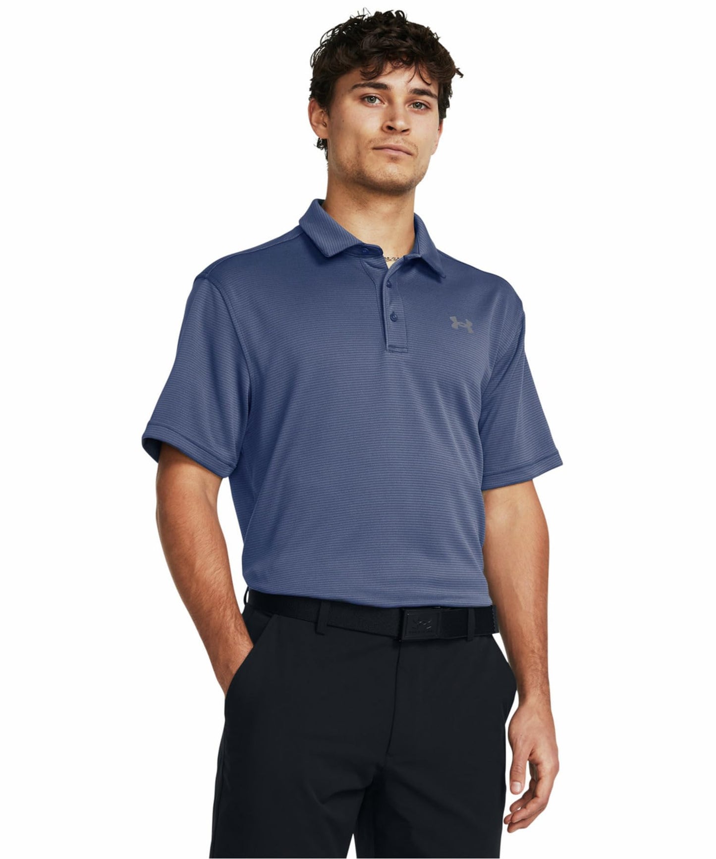 Under Armour Men's Tech Golf Polo, (045) Downpour Gray / / Pitch Gray, Medium