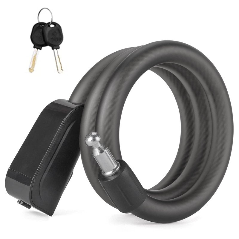 ROCKBROS Bike Lock Cable 4 Feet Bicycle Cable Lock with Mounting Bracket 2 Secure Keys 1/2 Inch Diameter (Matte)