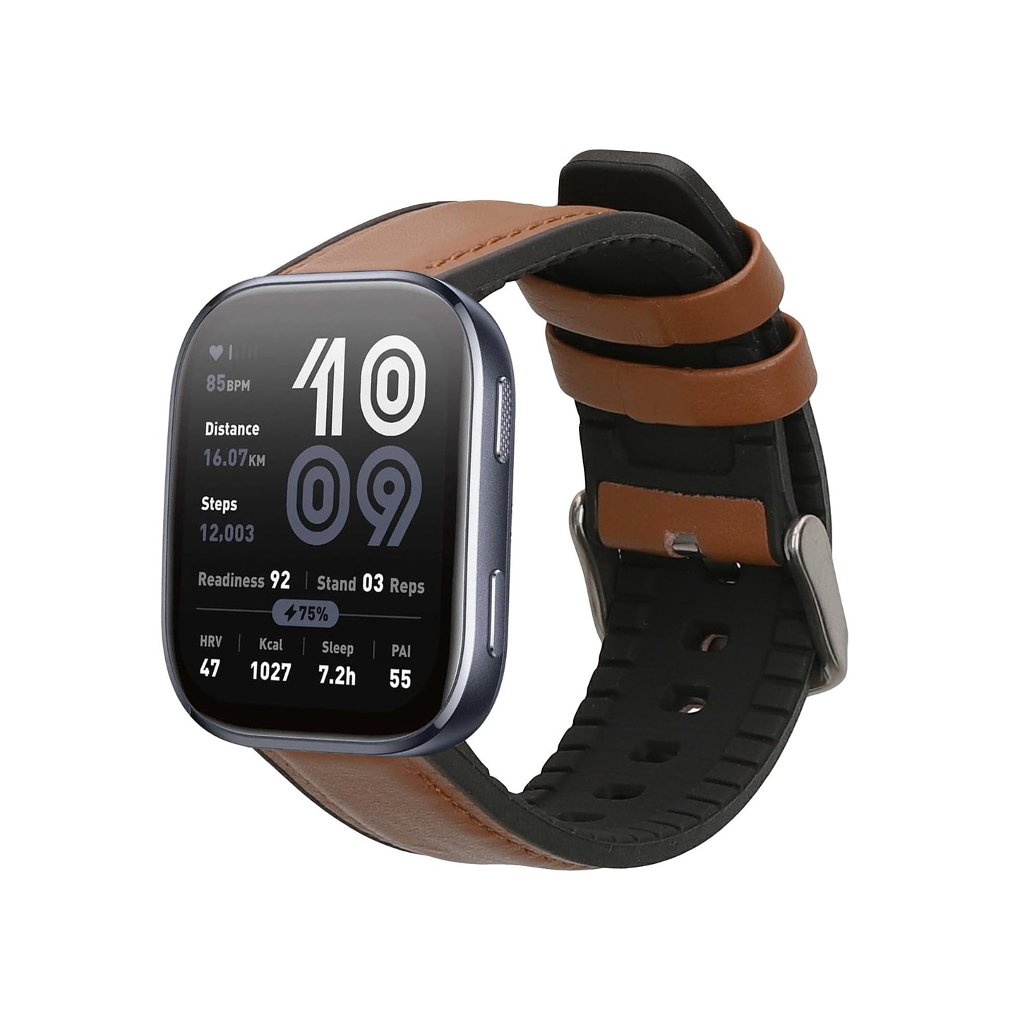 kwmobile 22mm Silicone Leather Look Sport Wristband - Brown/Black for Amazfit Bip 6