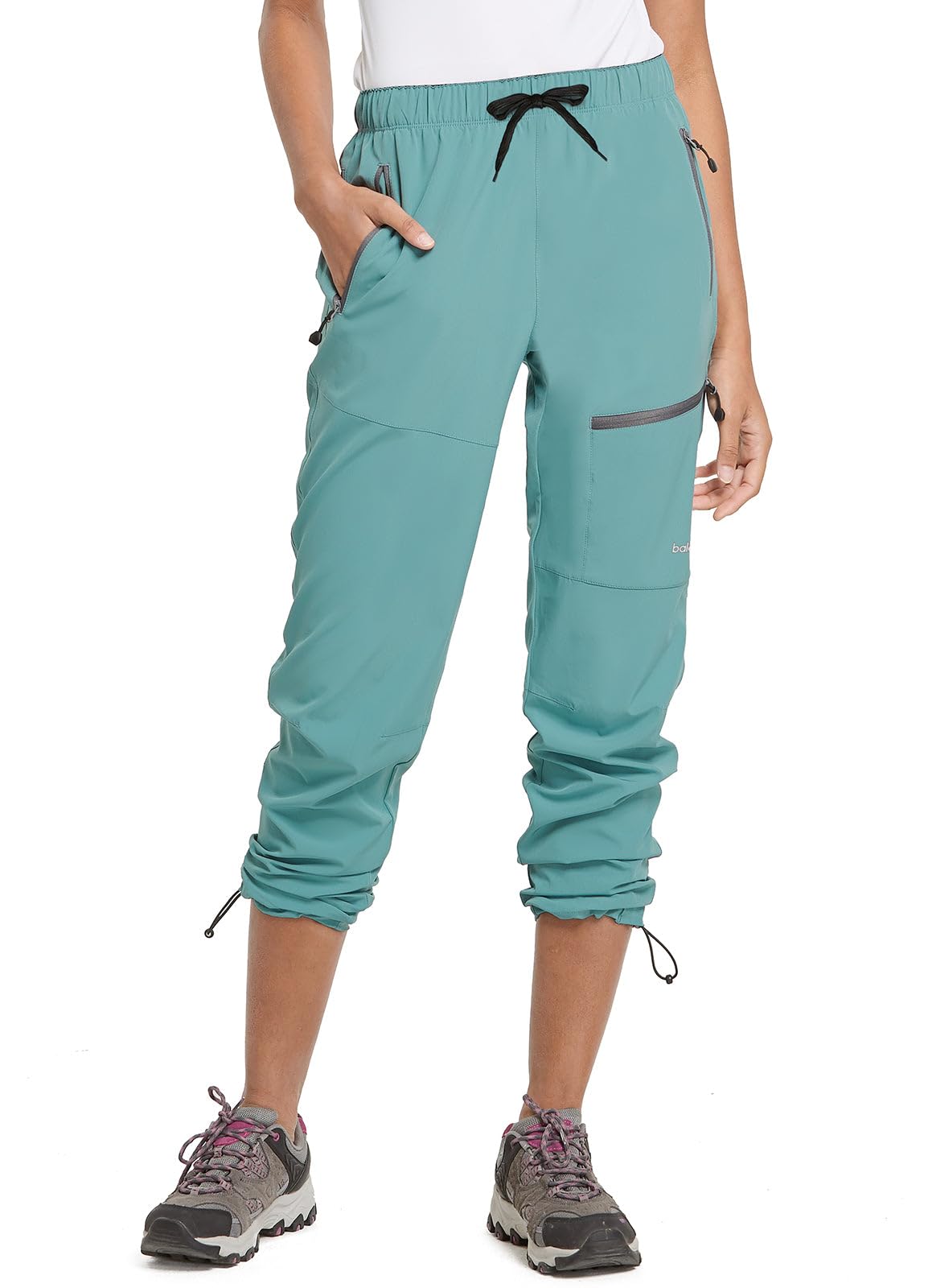 baleaf Women's Hiking Pants Quick Dry Lightweight Water Resistant Stretch Cargo Pants with Zipper Pockets Travel Camping 29''-Pond S