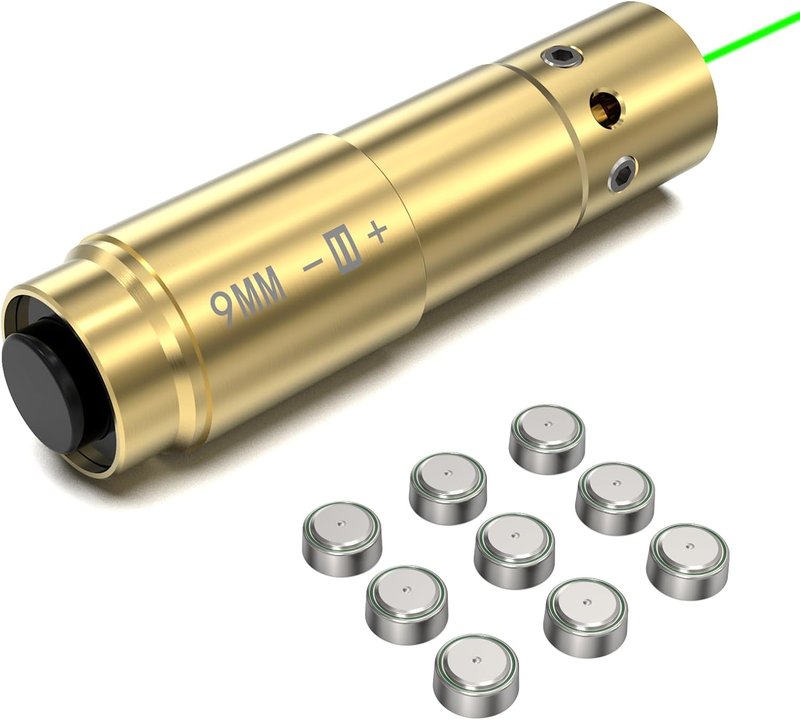 Feyachi 9mm Green-Dot Laser Bore Sighter - Precision Zeroing Tool with 3 Battery Sets