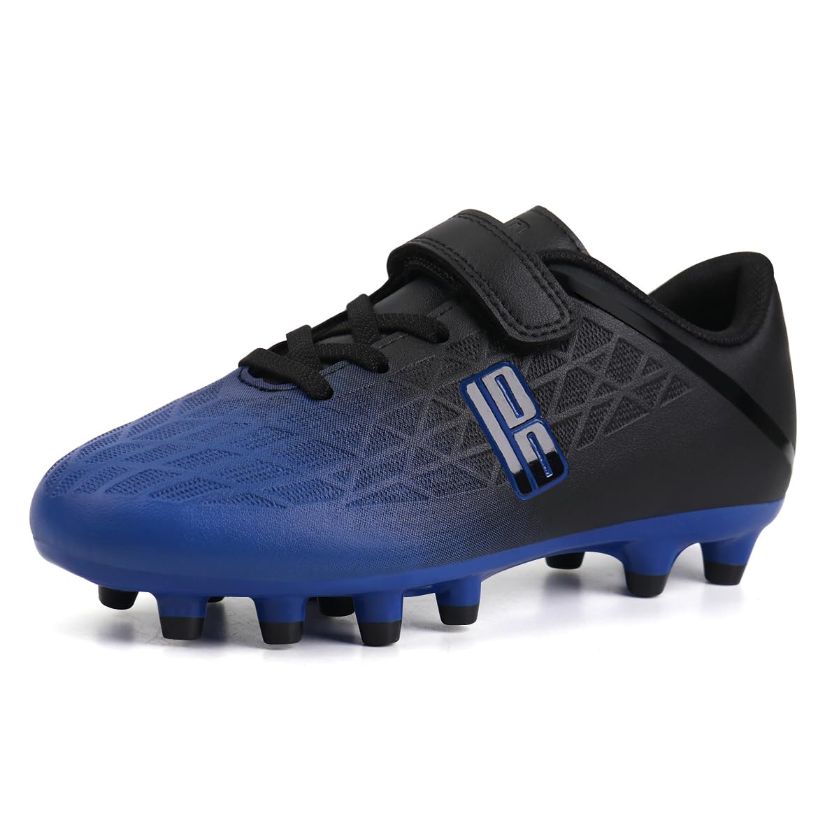 brooman Kids Firm Ground Soccer Cleats Boys Girls Athletic Outdoor Football Shoes (1,Blue Black)