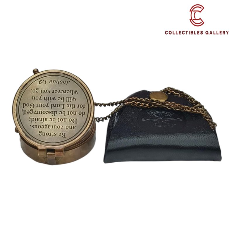 Be Strong Engraved Brass Compass with Leather Case – Inspirational Gift for Son, Husband, or Friend – Handmade Nautical Pocket Compass for Graduation, Birthday, or Retirement