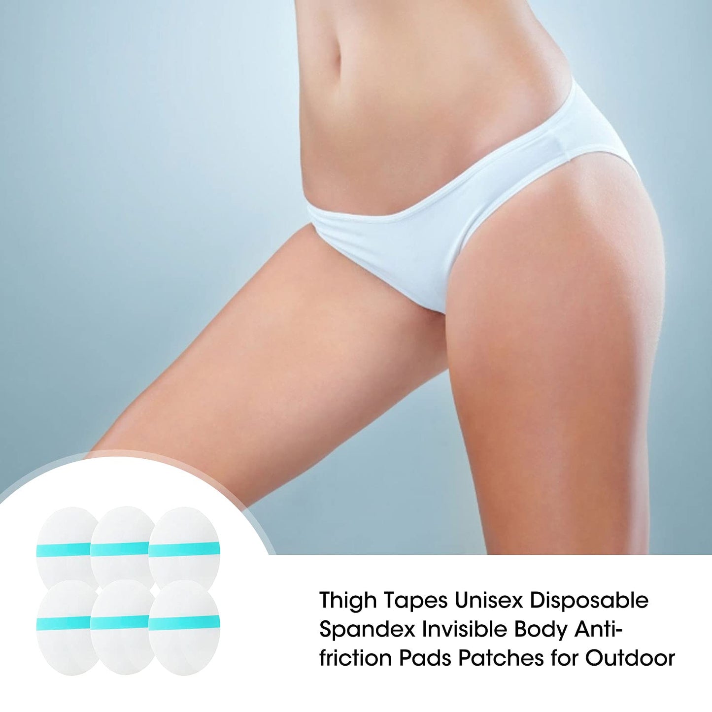 WOLAIYE Thigh Inner Anti-Chafing Sticker, Self-Adhesive Wear-Resistant Disposable Body Anti-Friction Pads, Transparent Ultra-Thin Invisible Patch,12PCS