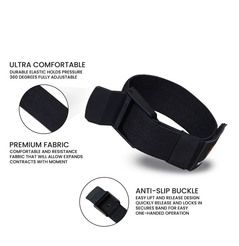 BFR Occlusion Bands for Women Blood Flow Restriction Workout Bands for Leg, Glute & Hip Building Fabric Resistance Loop for Squats, Thigh Toning, Butt Lifting & Muscle Growth (Black, Buckle)
