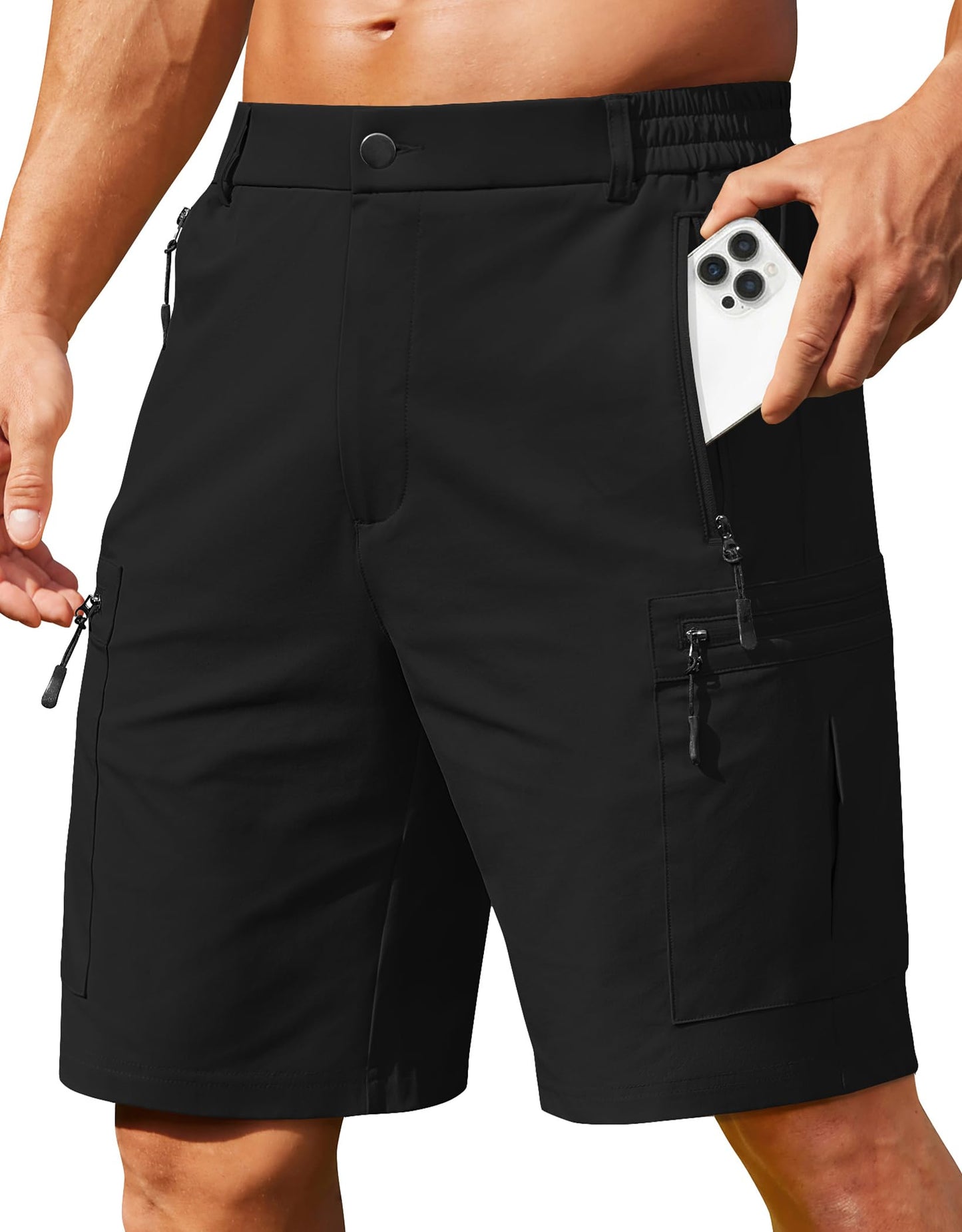 COOFANDY Men's Hiking 9" Cargo Shorts Lightweight Outdoor Shorts Quick Dry Golf Camping Casual Fishing with 5 Zipper Pockets