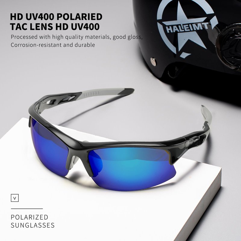 Polarized Sports Sunglasses for Men Women – UV400 Protection Semi Rimless Shades Sun Glasses TR90 Frame for Cycling Fishing Running