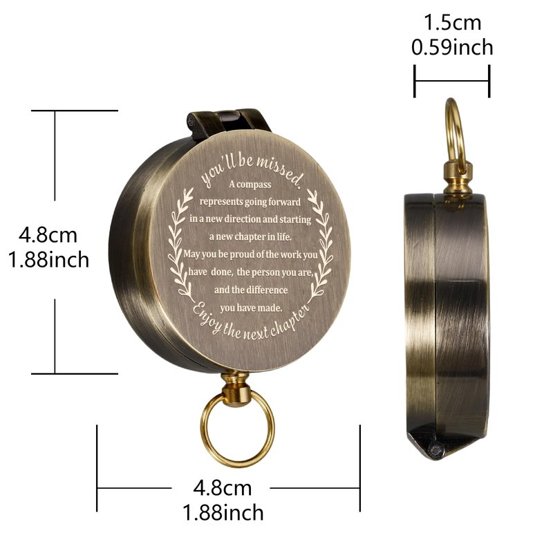 Compass Gift-Retirement Gifts for Men, Compass Present You Will Be Missed for Men, Coworker Leaving Farewell Going Away New Beginnings Gifts for Coworker Friends Him Nurse Boss Teacher Employee