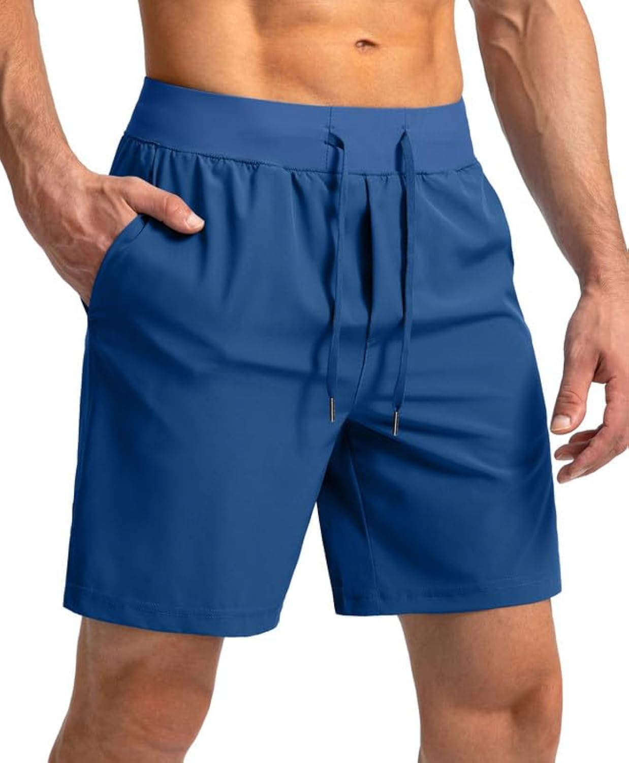Soothfeel Men's Running Shorts with Zipper Pockets 7 Inch Lightweight Quick Dry Gym Athletic Workout Shorts for Men (Royal Blue, XS)