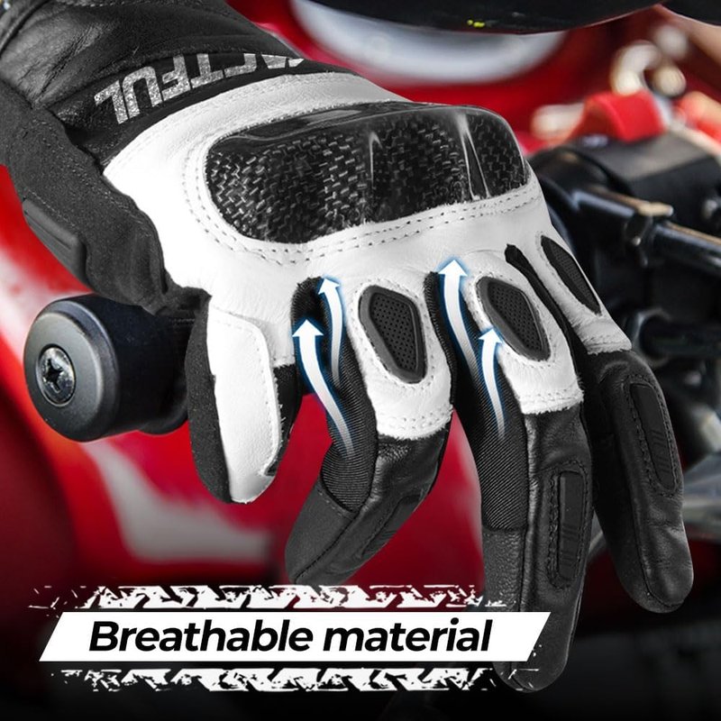 Goatskin Leather Motorcycle Gloves - Carbon Knuckle Protection & Comfort | Durable & Stylish