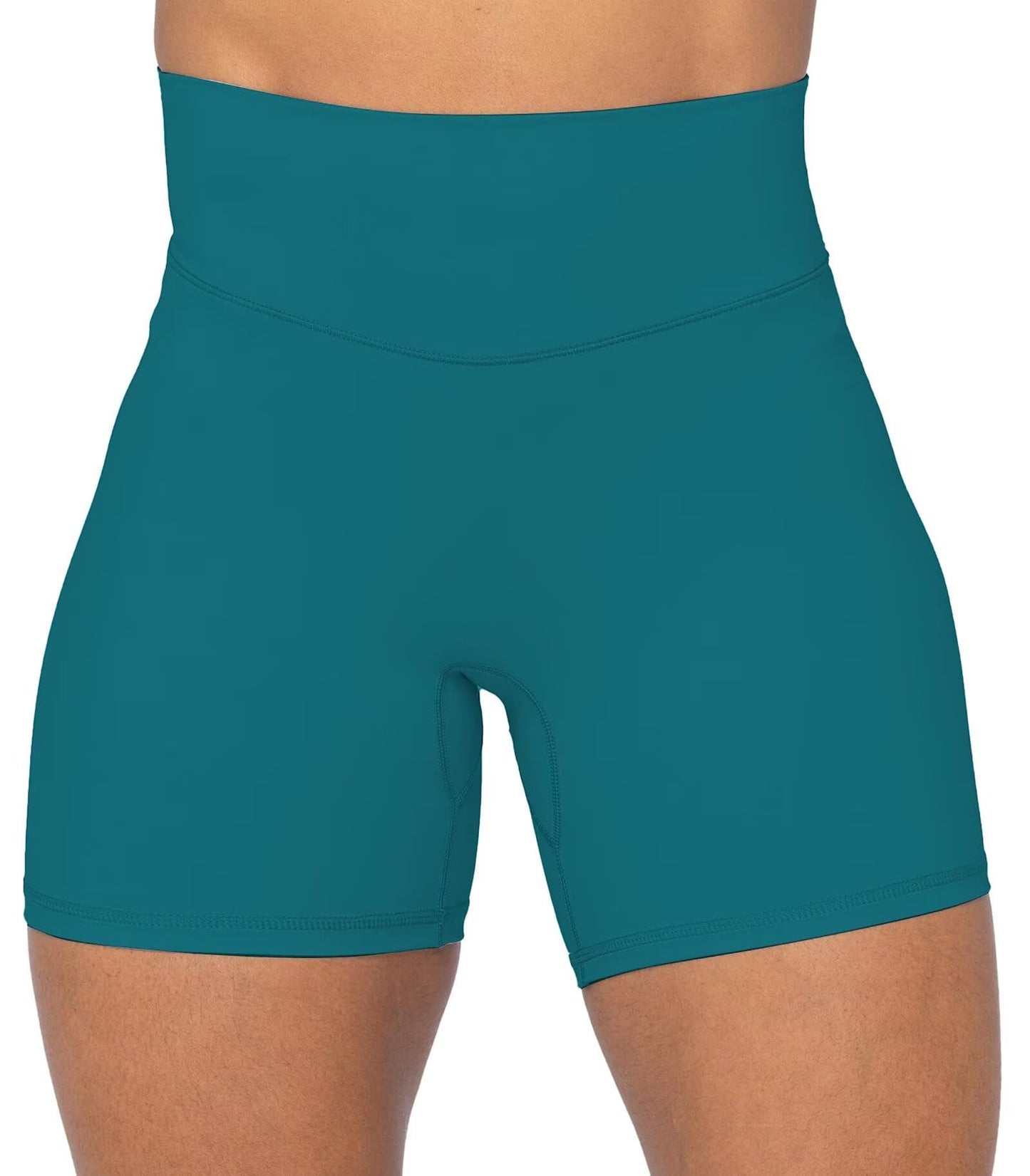 Sunzel Women's Biker Shorts in High Waist Tummy Control with No Front Seam 5" Deep Lagoon Small
