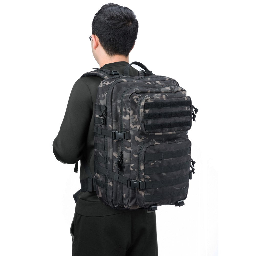 REEBOW GEAR Military Tactical Backpack Large Army 3 Day Assault Pack Molle Bag Backpacks (Black Camo)