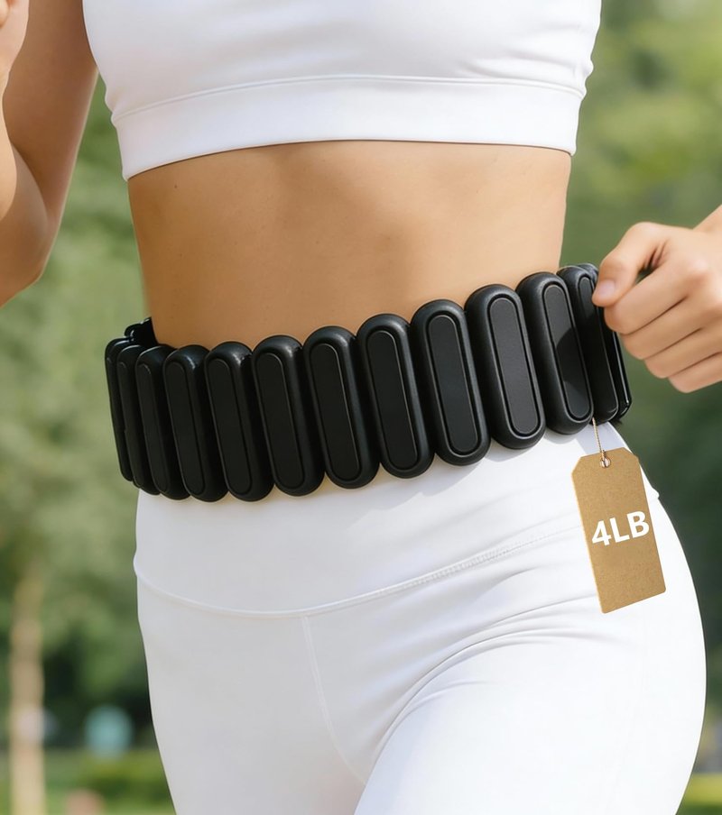4Lbs Weight Belt for Men & Women - Weighted Belt for Walking with Walking Weights, Patented Adjustable Silicone Design for Fitness, Strength Training, Hiking, Running, Yoga, Rehabilitation