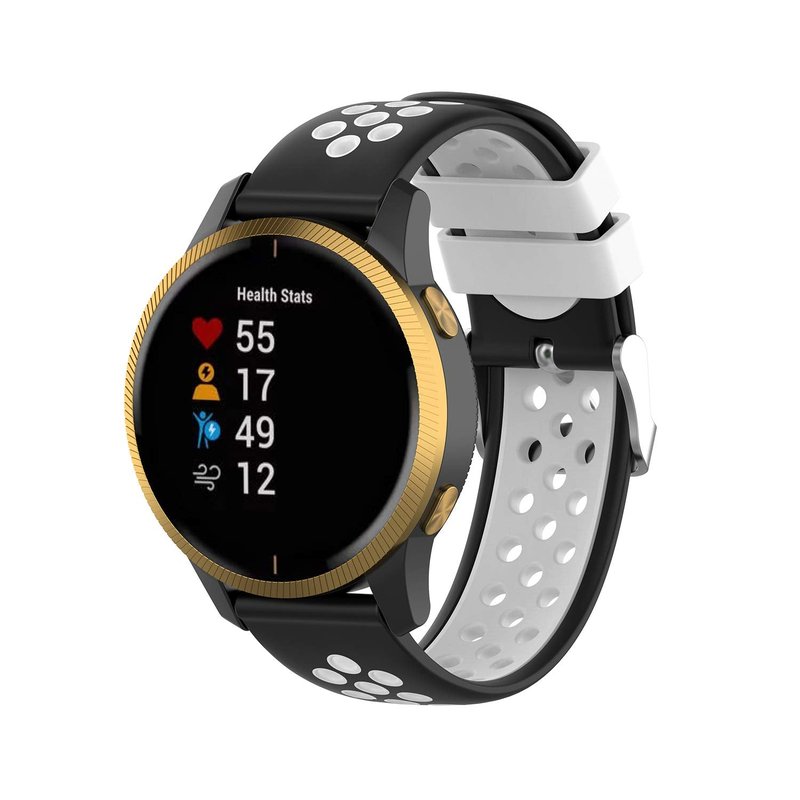 FitTurn Two-Color Breathable Hole Quick Release Bands 20mm Compatible with Garmin Approach S40 S42/Forerunner 245 645 Music/Venu/Galaxy Active 2 Release Soft Strap Wristband (Tricolor-D)