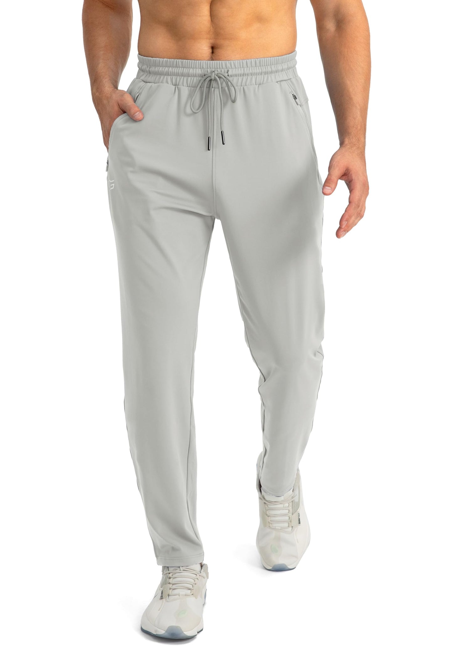 G Gradual Men's Sweatpants with Zipper Pockets Tapered Joggers for Men Athletic Pants for Workout, Jogging, Running (Bright Grey, Medium)