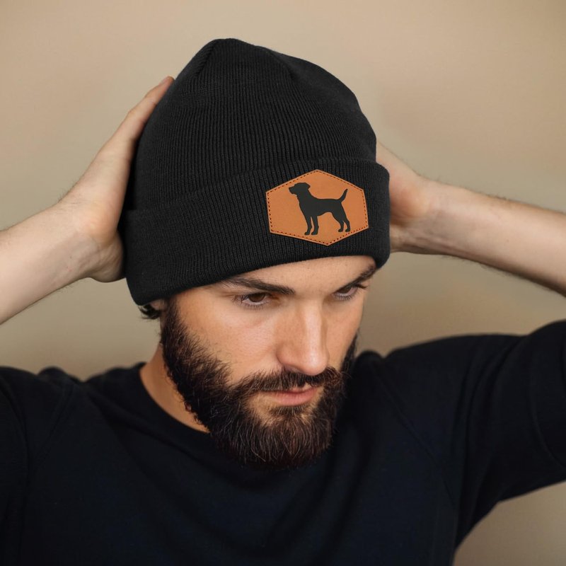 Lussues Nee Labrador Beanie Hat for Men Women, Warm Winter Knit Cap for Dog Lover Black