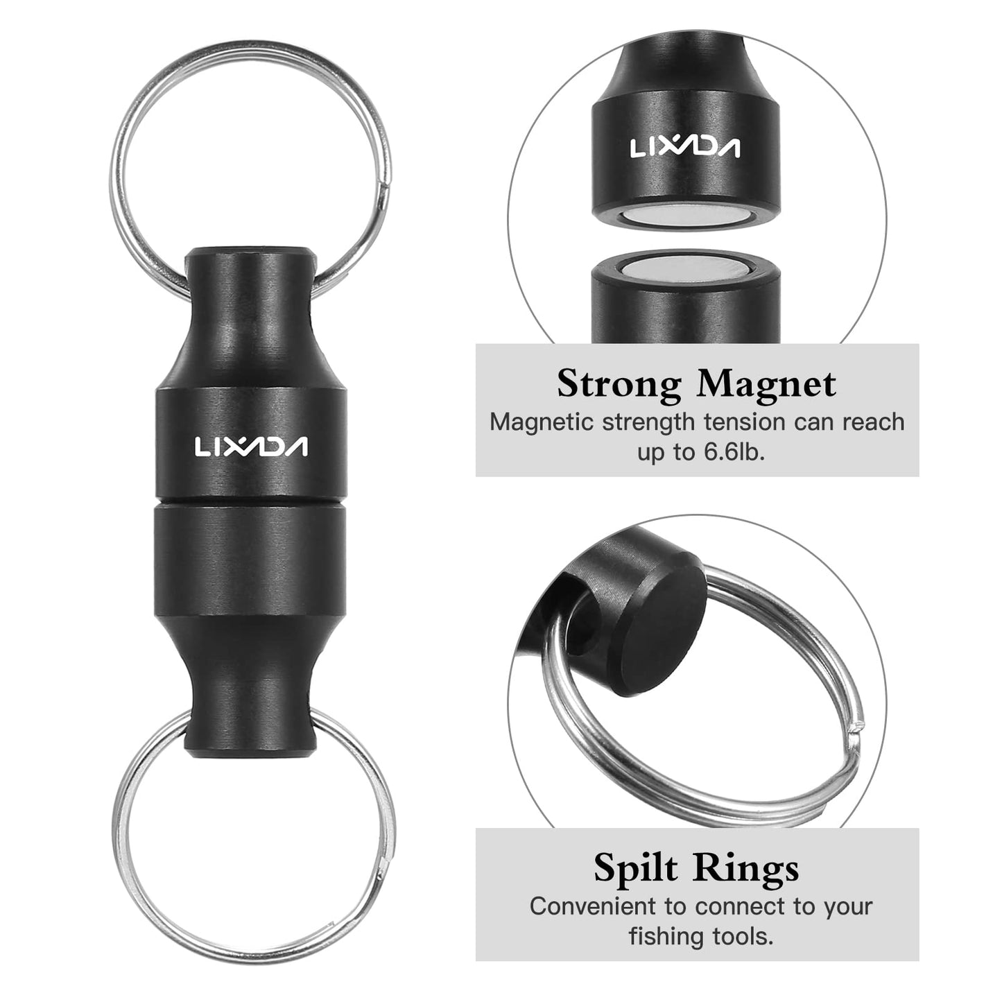 Lixada Magnetic Net Release Holder Fly Fishing Net Retractor Fishing Net Keeper Magnet Clip Landing Net Connector for Fishing Hooks, Lures, Flies, Trout Line