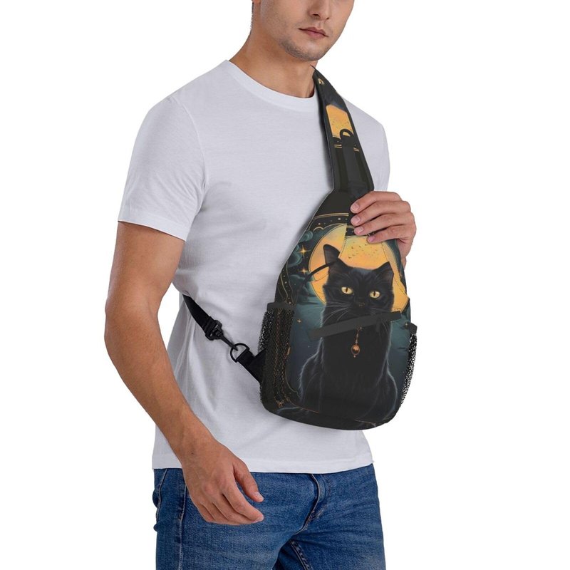 opshksog Cat Sling Bag Travel Crossbody Backpack Hiking chest Daypack Shoulder Pack for Women Adjustable Waterproof Lightweight Walking