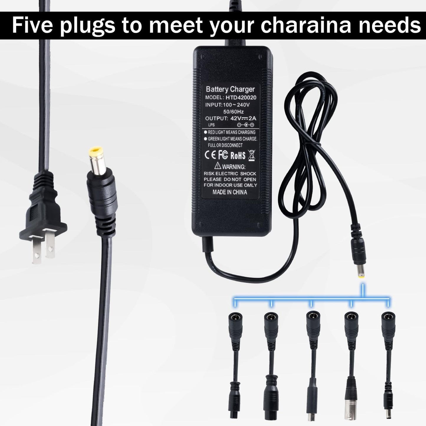 Universal 5-in-1 Replacement Charger for 36V 10S Lithium Battery, Universal Lithium Battery Fast Charger Replacement, Compatible with Razor, Jetson, Voyage, gotrax, ninebot and More