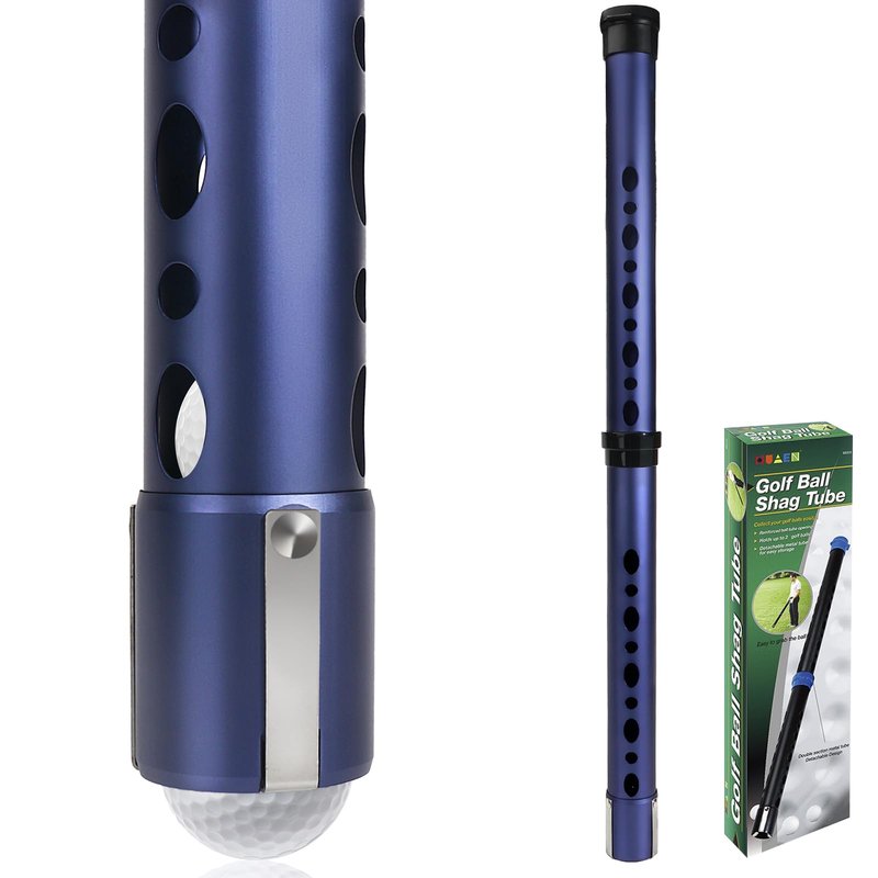 Nogcay Golf Ball Picker Upper Aluminium Alloy Golf Ball Retriever Shag Tube, Golf Ball Shagger Holds 20 Golf Balls Retriever Tool Golf Ball Collector Blue