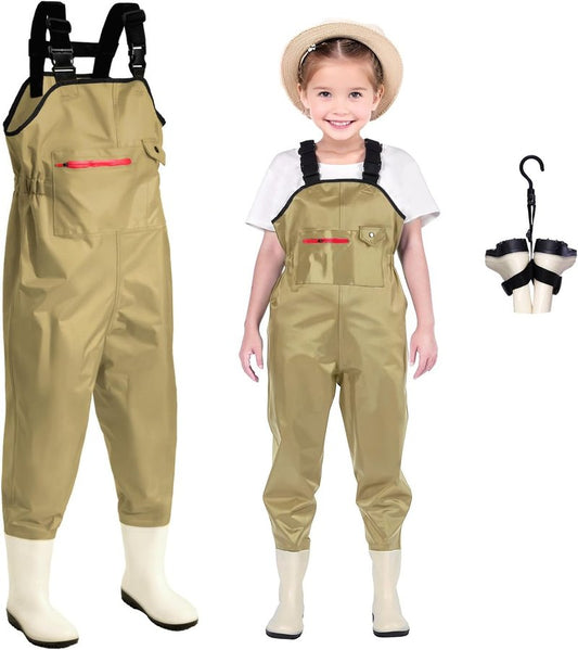 Ghosthorn Kids Fishing Waders - Waterproof Nylon Chest Waders with Boots | Youth Sizes Available