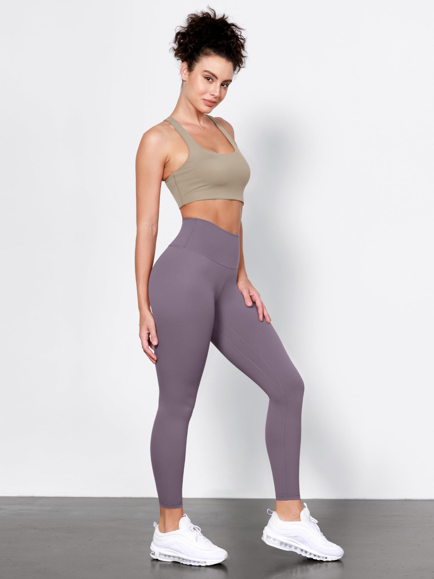 ODODOS Tummy Control Full Length Compression Leggings with Inner Pocket for Women, 28" High Waist Workout Running Yoga Pants, Ash Violet, XX-Large
