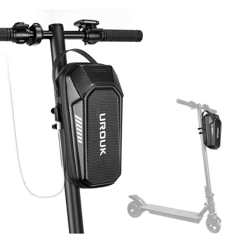 UROUK Electric Scooter Bag with USB Charging Port, 2L/3L Quick Release Scooter Storage Bag with Waterproof Hardshell, Large Scooters Handlebar Bag for E-Scooters, E-Bikes