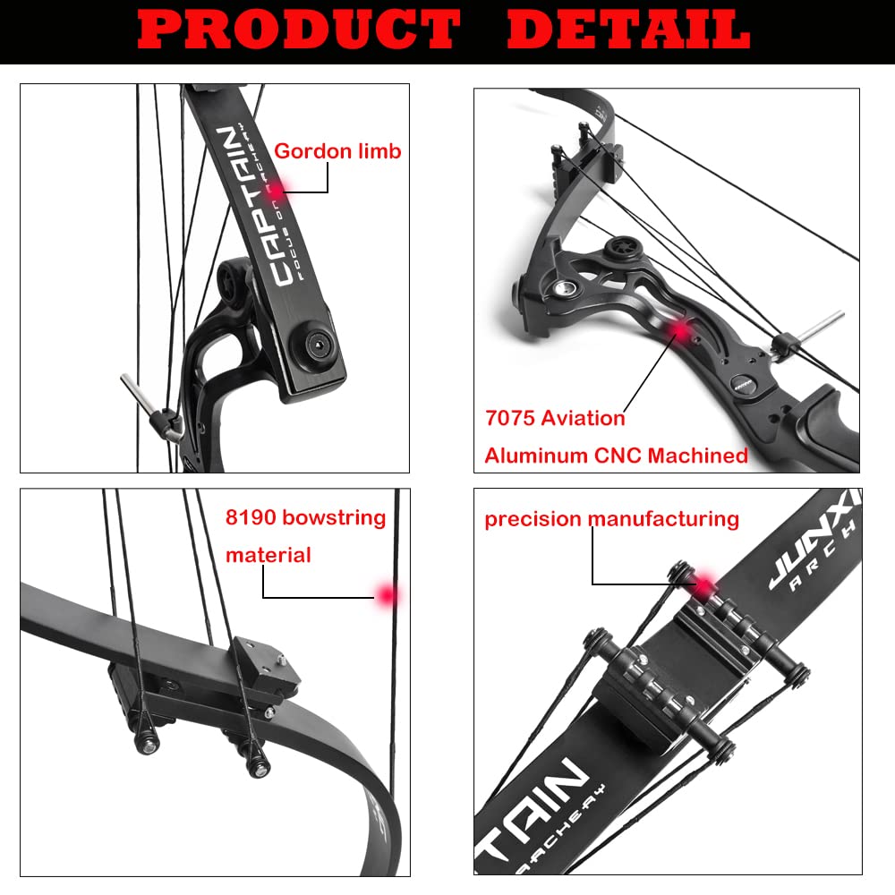 ZSHJGJR Recurve Bow American Hunting Bow 320FPS Draw Weight 40-55lbs Adjustable Compound Bow Right Hand for Archery Hunting Fishing Shooting (Black Bow Set)