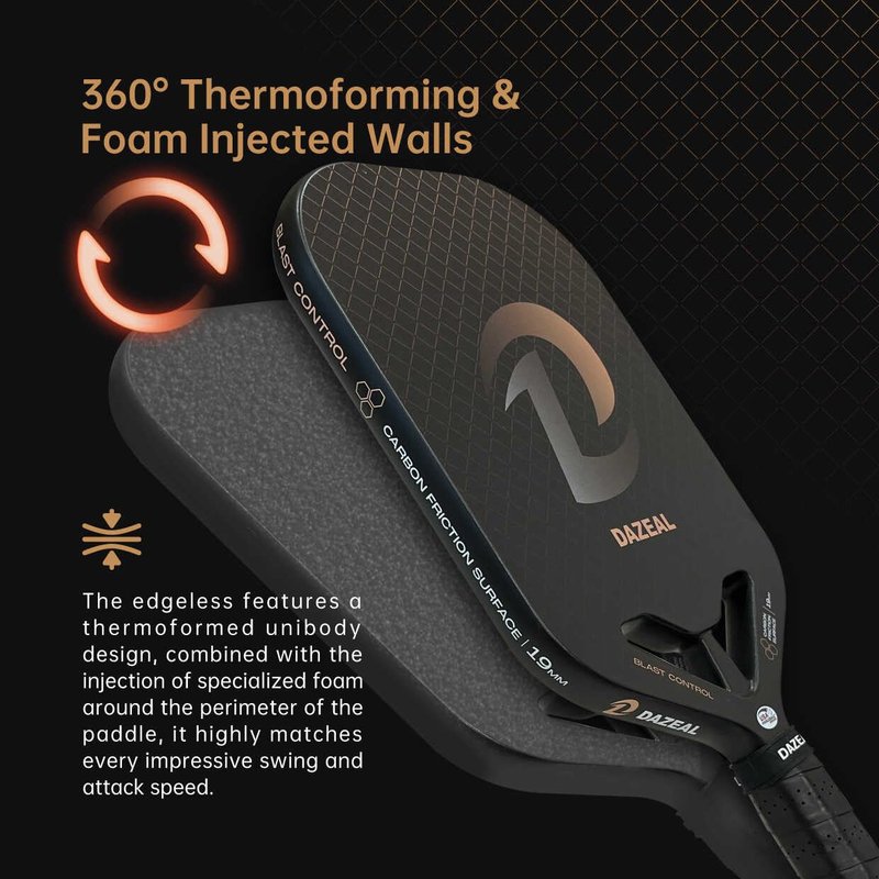 DAZEAL Pickleball Paddle USAPA Approved – Raw Carbon Fiber & 16MM Polypropylene Core – High Grit Surface for Control & Power – Lightweight Pickleball Racket Set for Men, Women, Kids, Adults