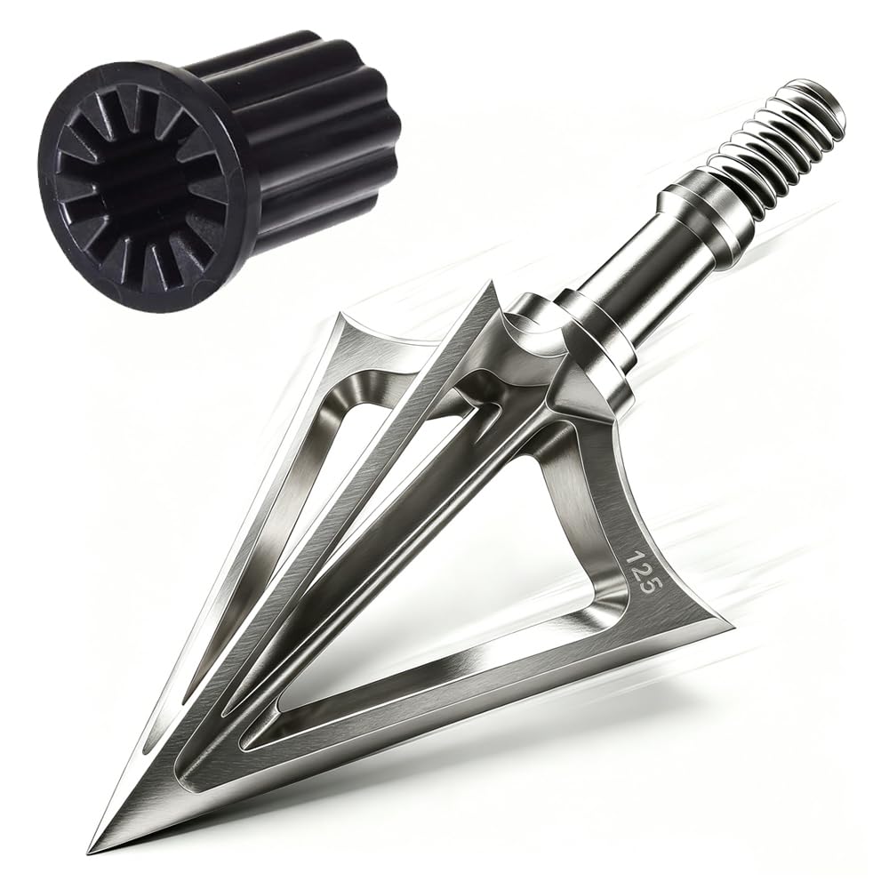 JIANZD Fixed Blade Broadheads 125 Grain, 6 Pcs with Universal Wrench