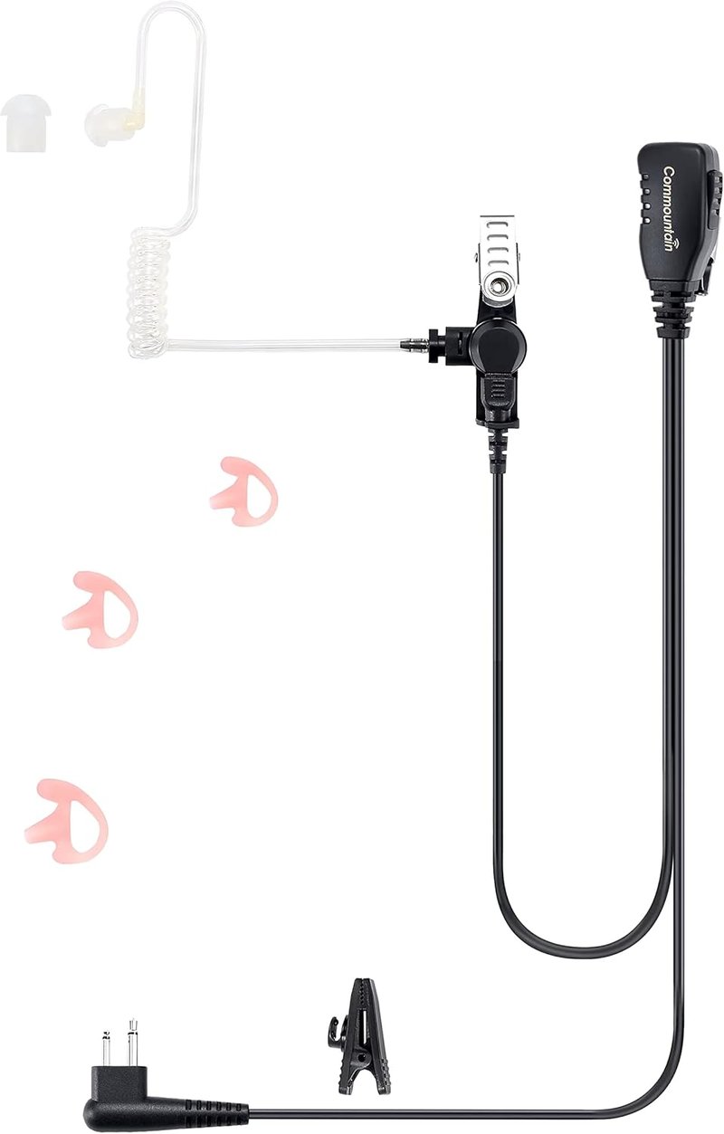 Motorola Walkie Talkie Earpiece - Acoustic Tube Surveillance Headset with PTT/Mic | Compatible with CP200D, CP100D, R2, CP200, CP185, BPR40, CLS1410, CLS1110, RMU2040, RMU2080D