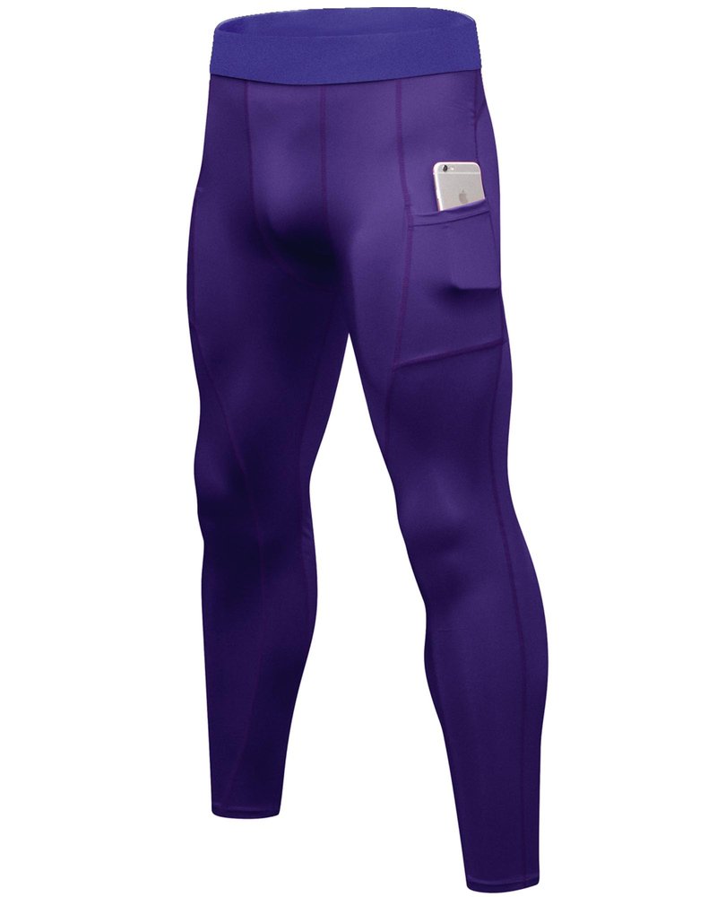 SPVISE Purple Men's Soft Compression Pants Tights Leggings Running Workout Pants Active Base Layer for Basketball Football