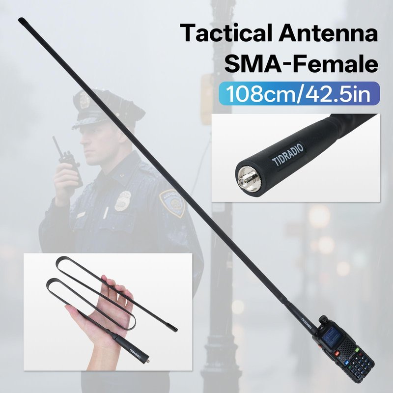 TIDRADIO 42.5-inch SMA-Female Ham Radio Antenna VHF/UHF 144/430MHz High Gain Foldable CS Tactical Antenna for Baofeng UV-5R Mini,DM32,UV32,BF-F8HP Pro,5RM,5RH PRO,K5PLUS,TD-H3 Plus,TD-H3,TD-H8
