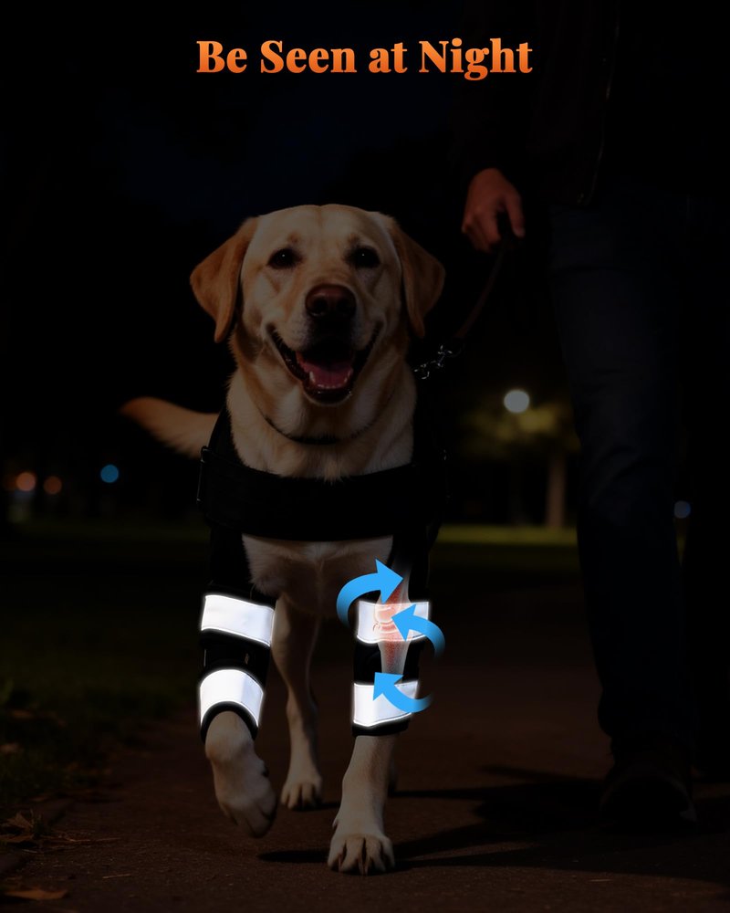 Petanims Dog Front Leg Brace - Knee/Carpal/Wrist Support for Dogs, Adjustable Dog Elbow Brace with Shoulder Support, Reflective Dog Elbow Protector for Pain Relief & Better Recovery, Small