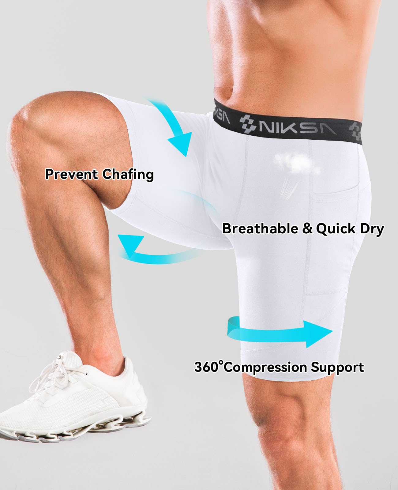 Niksa 1/2/3Pack Mens Compression Shorts with Pocket, Performance Spandex Athletic Sports Workout Running Underwear Shorts