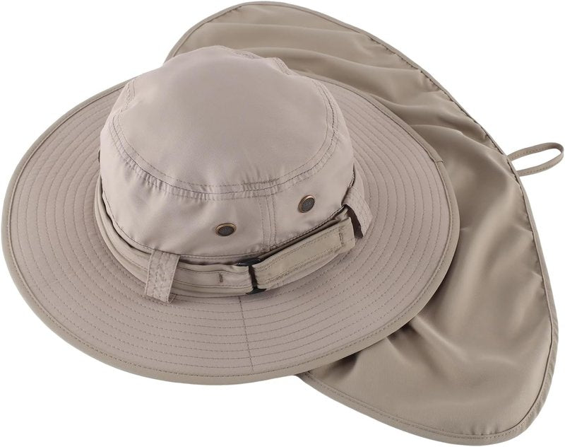 Men's UPF 50 Sun Hat with Neck Flap | Quick-Dry UV Protection Fishing Cap for Women - Wide Brim Beach & Garden