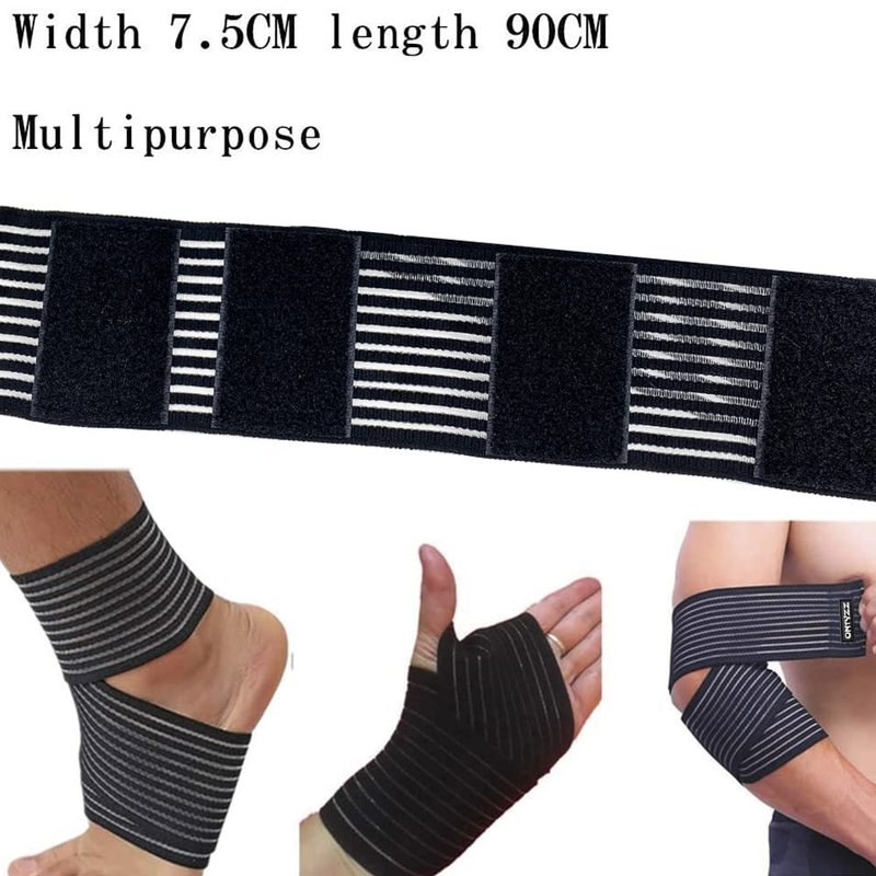 ONTYZZ 2 Pieces 90 cm Adjustable Calf Compression Bandage Support Elbow Wraps Elastic Sports Ankle Bands, Black