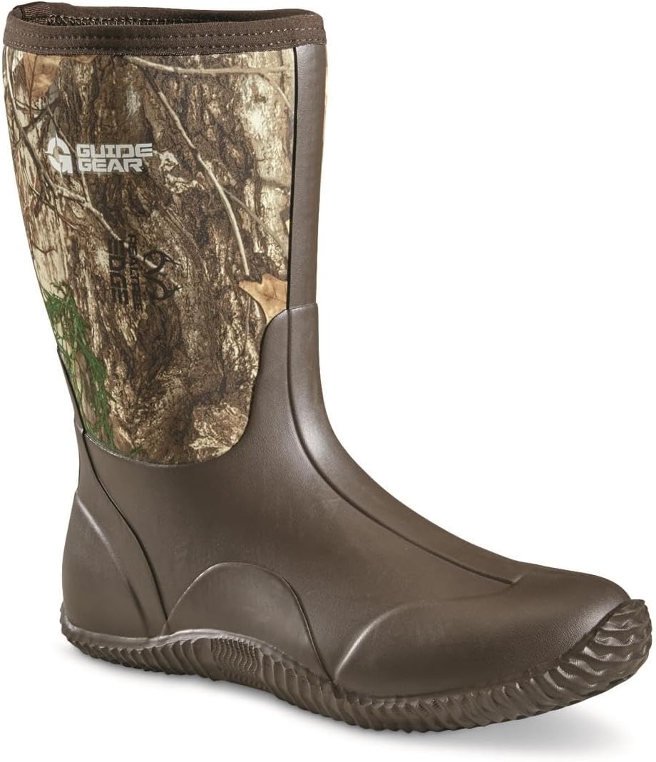 Men's Waterproof Camo Rubber Hunting Boots - Guide Gear Mid Camo Design
