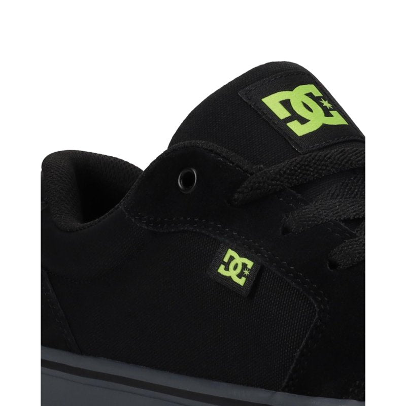 DC Men's Anvil Casual Skate Sneaker, Black/Lime, 11.5