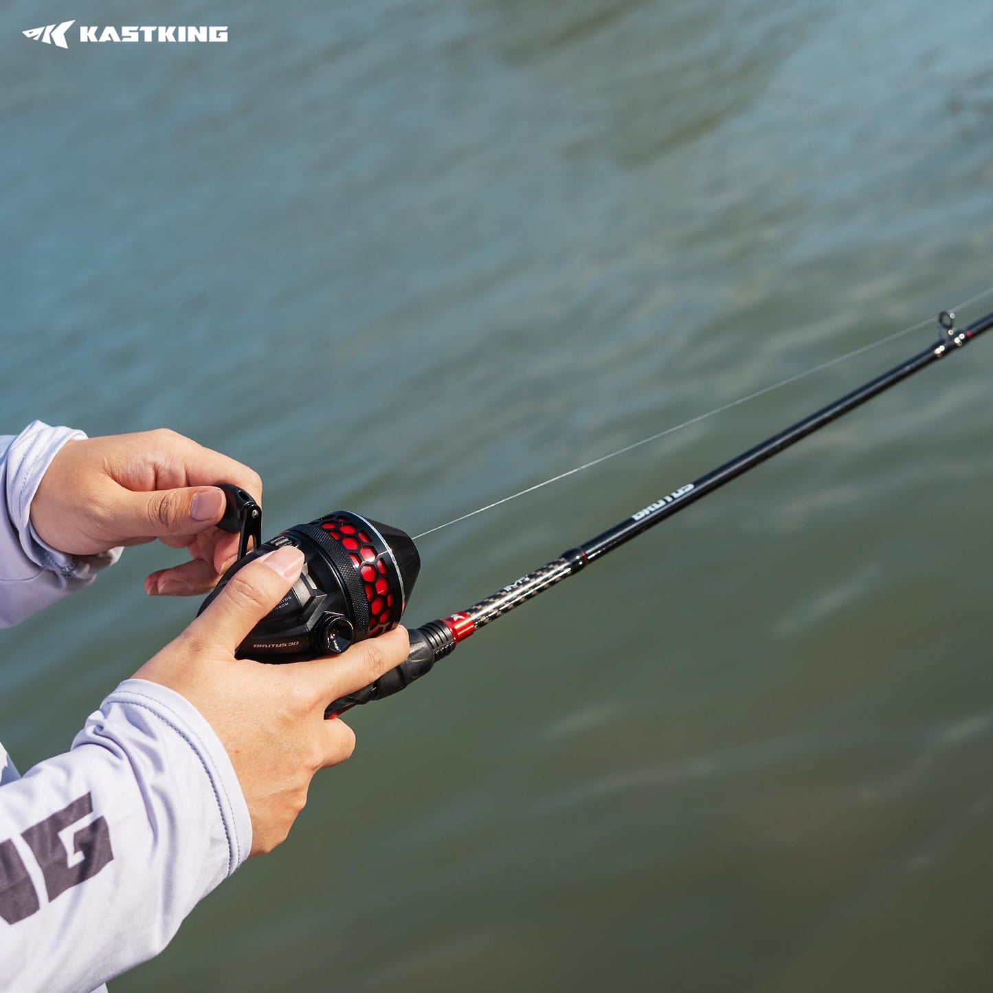 KastKing Brutus Twin-Tip SpinCast Combo, 6'6'' M Twin Tips Rod, Size 30