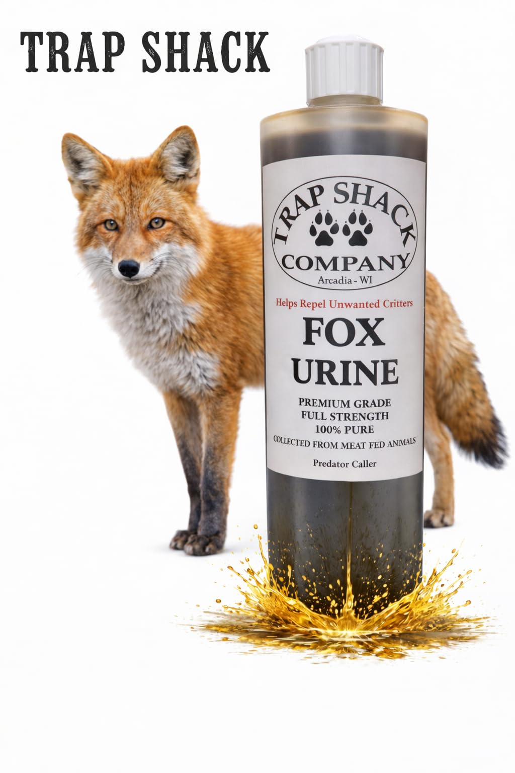 Fox Urine Trap Shack Pure 100% Red Fox Urine American Owned and Operated 16 oz Uncut Full Strength Protect Your Garden with Real Predator Urine Easy to Use Squeeze Bottle