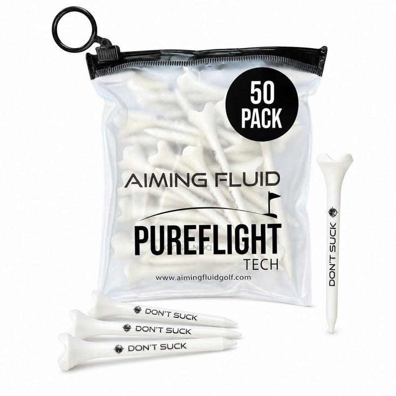Aiming Fluid Golf Dont Suck Golf Tees - with Durable 4-Prong Tees PureFlight Tech for Straighter & Longer Drives, Less Friction, Consistent Height, Ideal for 460cc Golfing Drivers, 2 3/4", Pack of 50