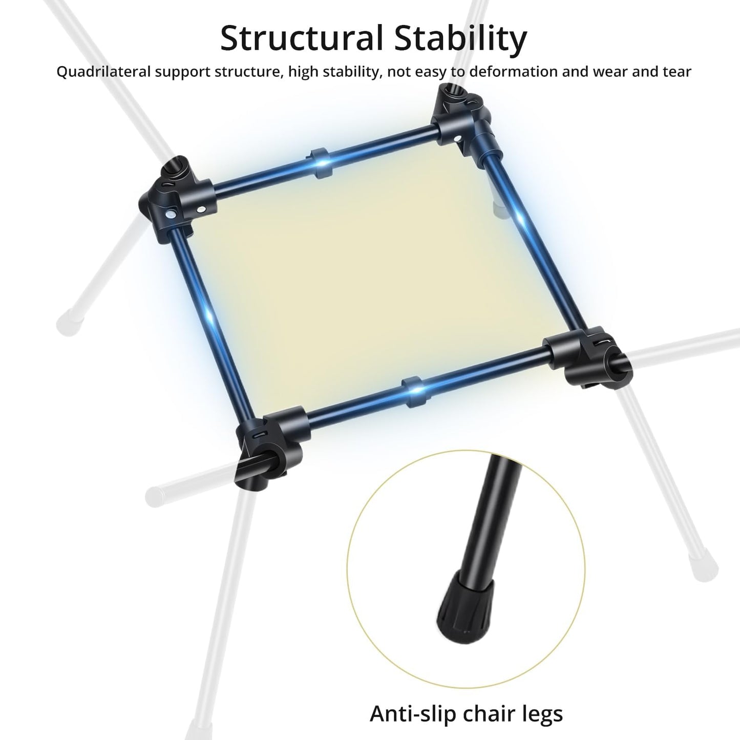 Anbte Extra Height & Width Portable Camping Chair, 400LBS Capacity Compact Folding Chair with Square Frame Quick Setup Storage Bags on Both Sides, Ideal for Camping Hiking Beach Picnic Outdoor, Black