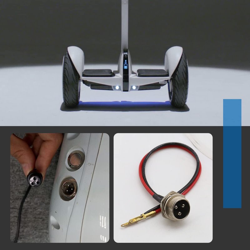 Create idea 2pcs Electric Scooter Charging Port Connector 3-Pin 2 Wire Inline Charger Connector Round Charging Port Replacement (3 Prong) Smart Charging Port