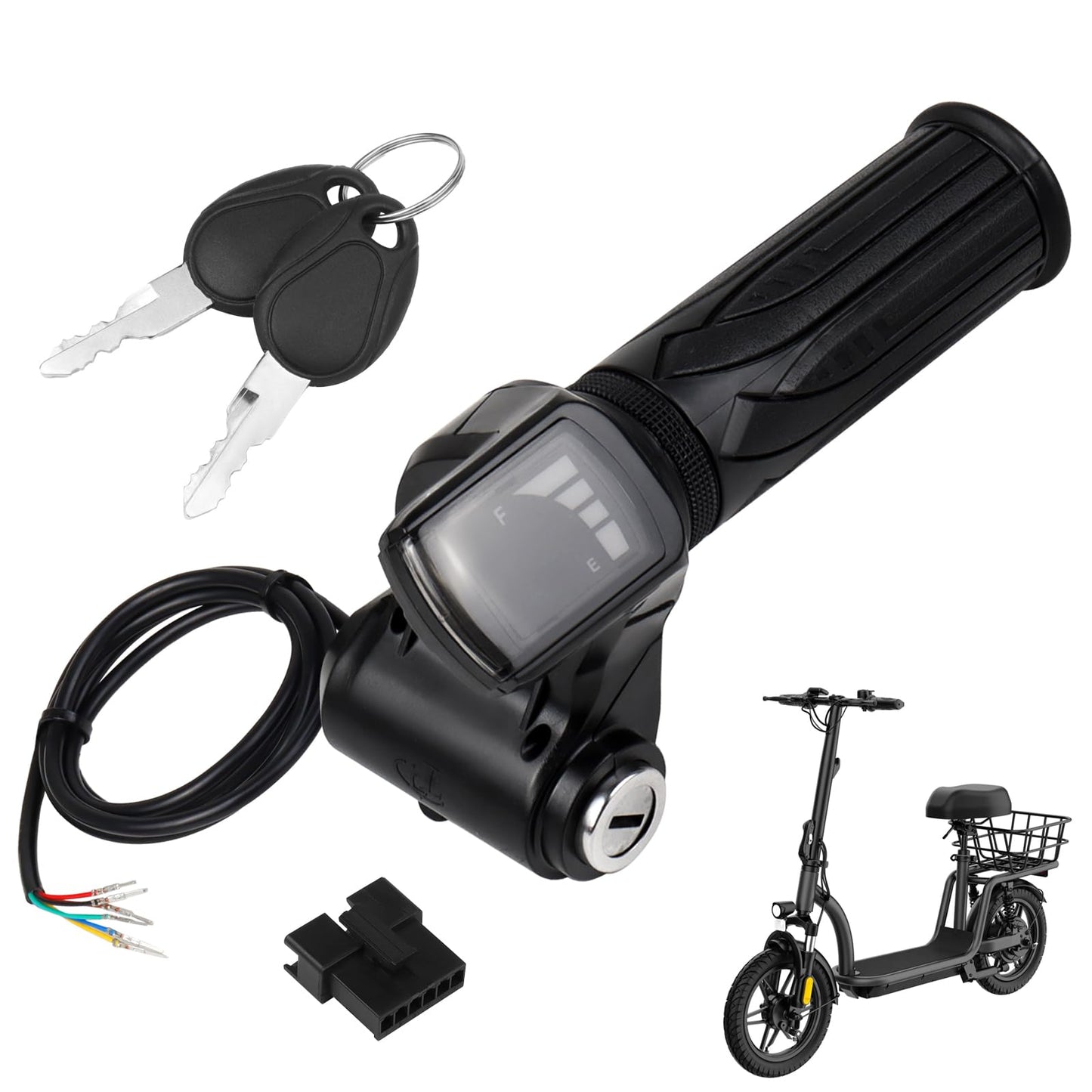 GregYoung 36v Scooter Throttle,6 Pin Scooter Replacement Parts with Battery Charge Display,Compatible with Gotrax Flex Electric Scooter