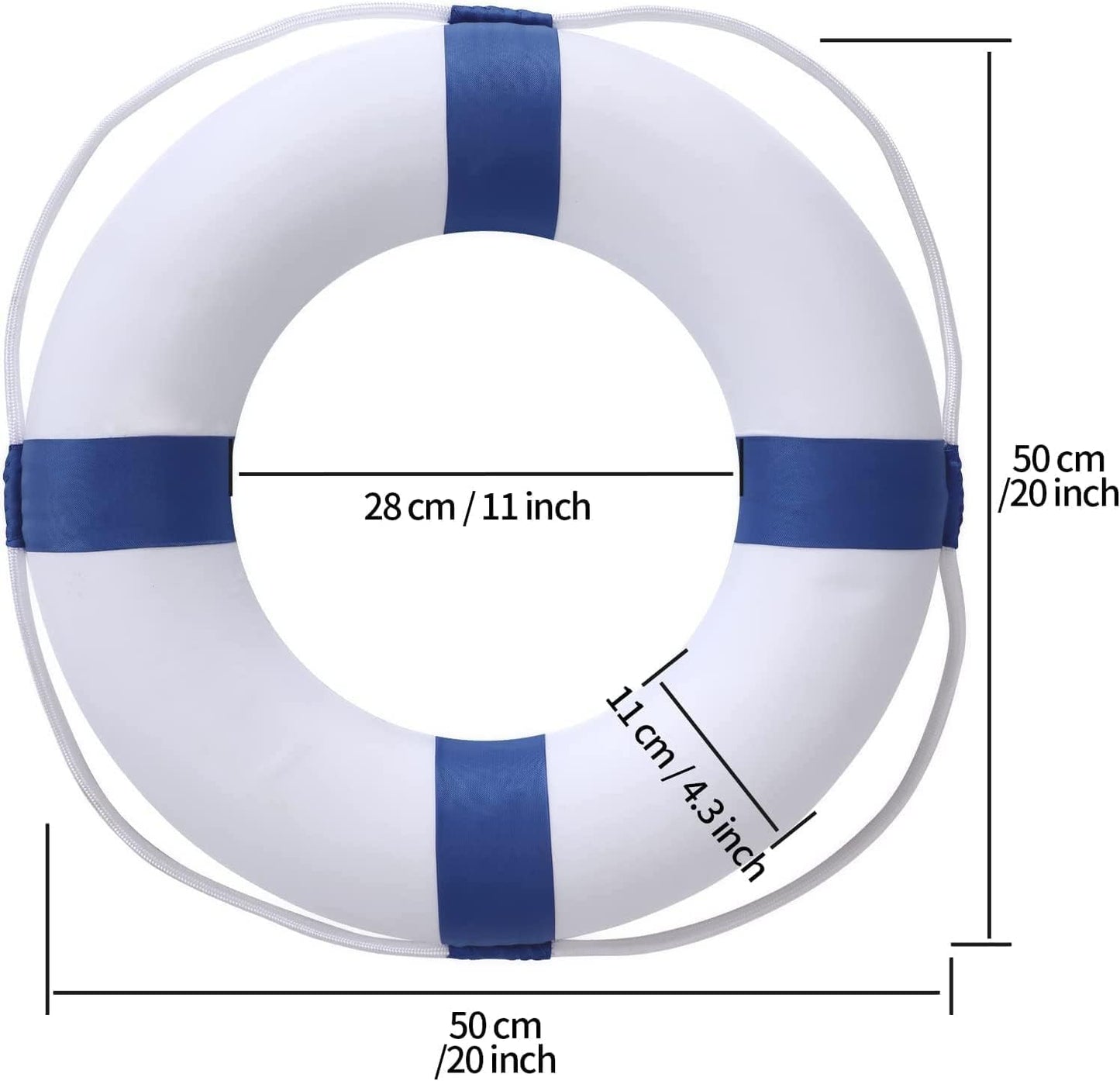 20Inch Throwable Life Preserver Ring with 98.4FT Floating Rescue Rope - Emergency Flotation Device for Boating, Pool, Lake & Beach - Swim Foam Buoy with Perimeter Line Kit (Blue Kit)