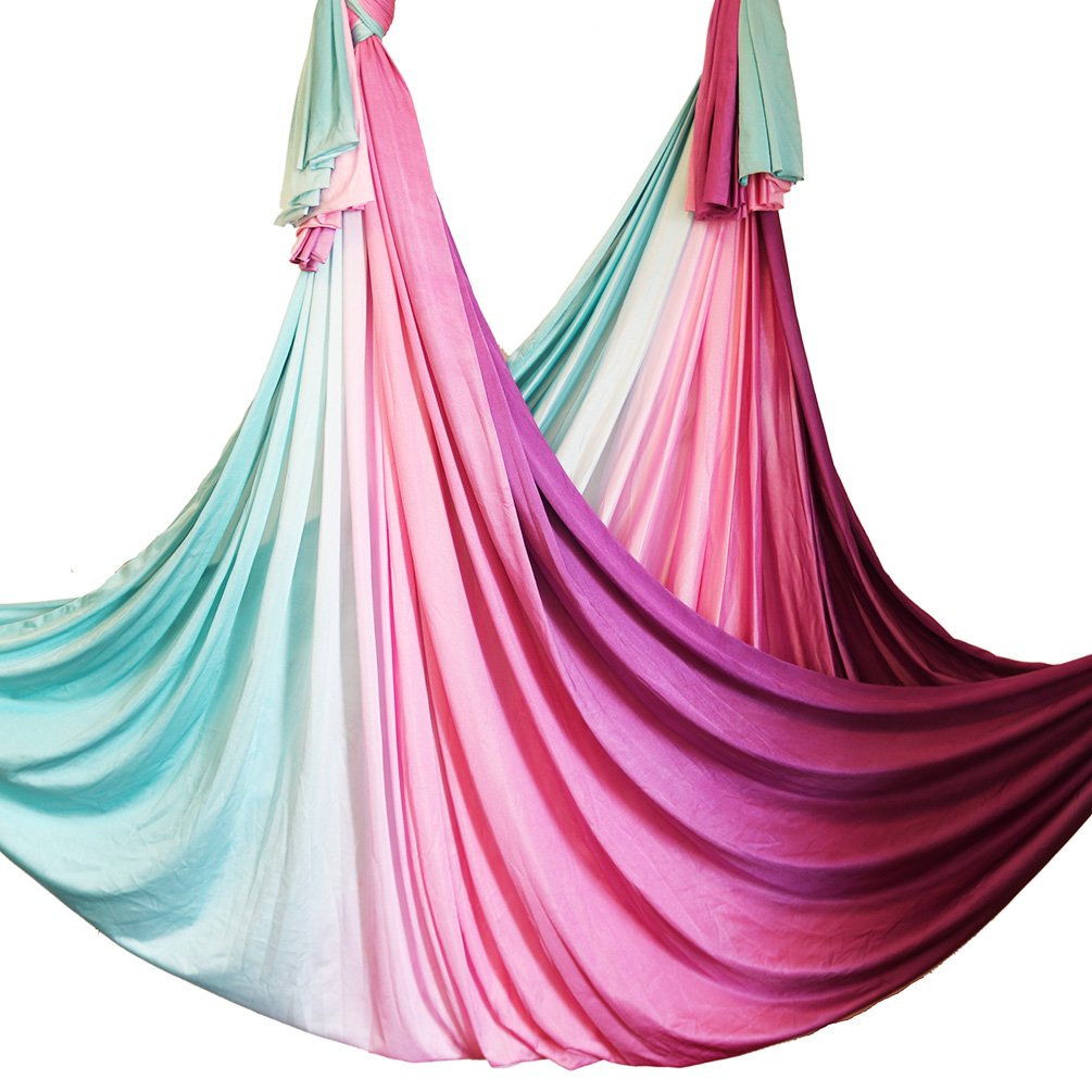 Aerial Yoga Hammock Aerial Pilates Silk Yoga Swing Set include Carabiners daisy Chain, Pose Guide 5.5 yards Set (Fairy)