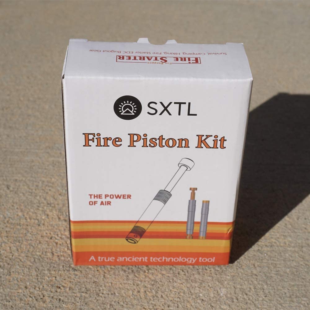 SXTL Fire Piston Kit with Char Cloth and Tinder Emergency Fire Starter Camping Fire Starter