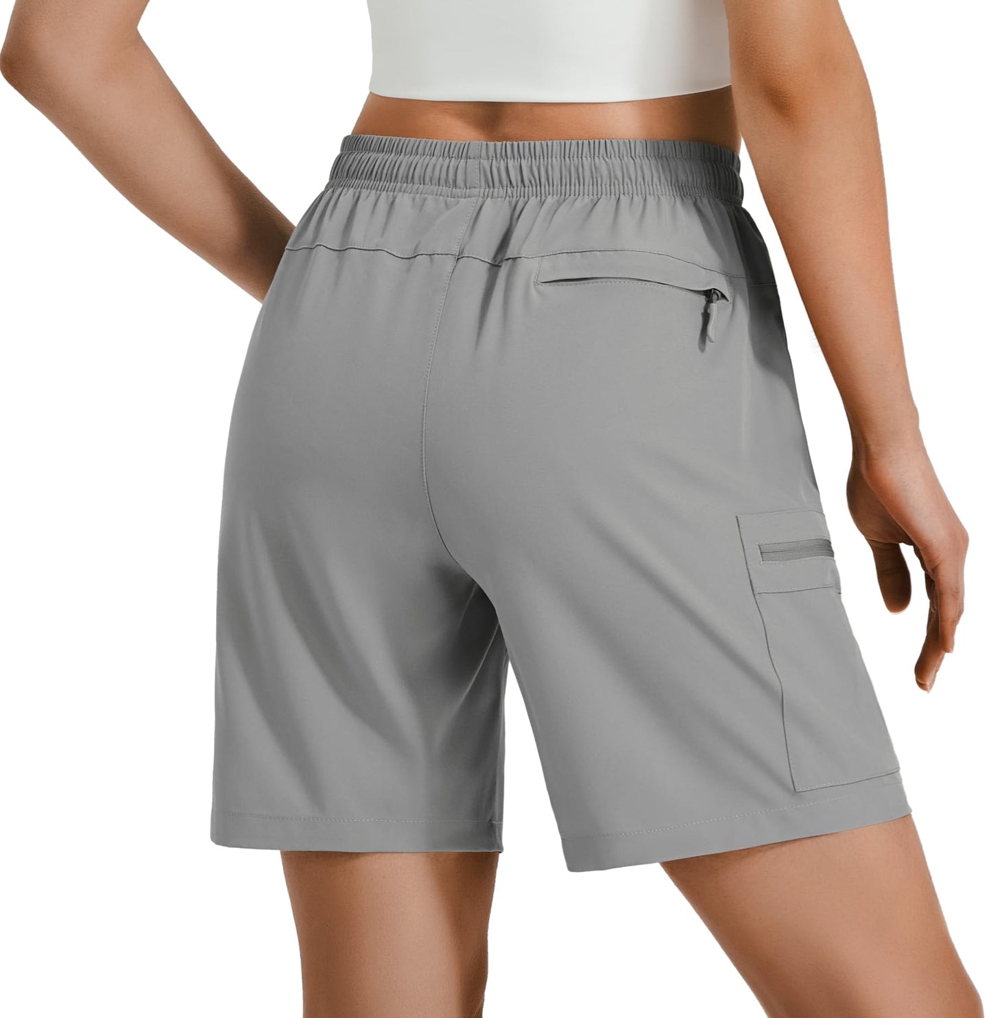 Hugut Women's Lightweight Hiking Cargo Shorts Quick Dry Athletic Shorts Camping Travel Golf Zipper Pockets Water Resistant